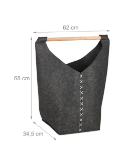 Wäschesammler in Dunkelgrau/ Natur - (B)62 x (H)68 x (T)34,5 cm