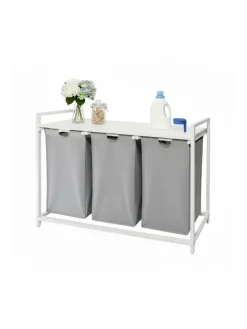 Wäschesammler in Grau/ Weiß - (B)109,5 x (H)73,5 x (T)33 cm