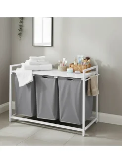 Wäschesammler in Grau/ Weiß - (B)109,5 x (H)73,5 x (T)33 cm