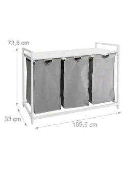 Wäschesammler in Grau/ Weiß - (B)109,5 x (H)73,5 x (T)33 cm