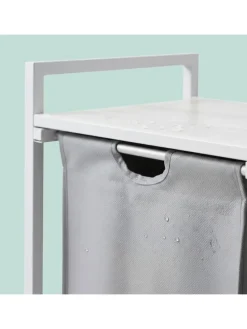 Wäschesammler in Grau/ Weiß - (B)109,5 x (H)73,5 x (T)33 cm