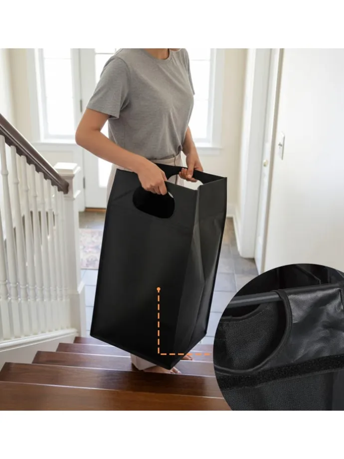 Wäschesammler in Schwarz/ Braun - (B)116 x (H)72 x (T)33 cm