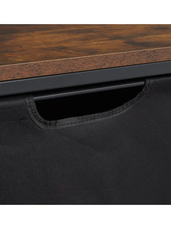 Wäschesammler in Schwarz/ Braun - (B)116 x (H)72 x (T)33 cm