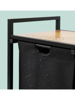 Wäschesammler in Schwarz/ Natur - (B)109,5 x (H)73,5 x (T)33 cm