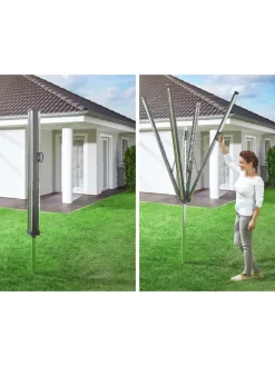 Wäscheschirm "Linomatic 500 Plus" in Silber/ Schwarz - (H)172 cm