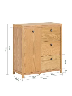 Wäscheschrank in Natur - (B)80 x (H)90 x (T)35cm
