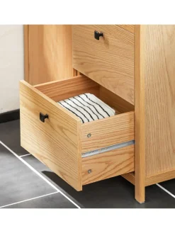 Wäscheschrank in Natur - (B)80 x (H)90 x (T)35cm