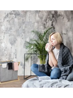 Wäschesortierer in Grau/Natur - 3x 28 l