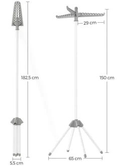 Wäscheständer in Weiß/ Grau - (H)150 cm