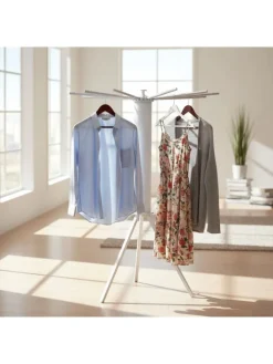 Wäscheständer in Weiß/ Silber - (H)121 x Ø112 cm