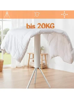 Wäscheständer in Weiß/ Silber - (H)121 x Ø112 cm