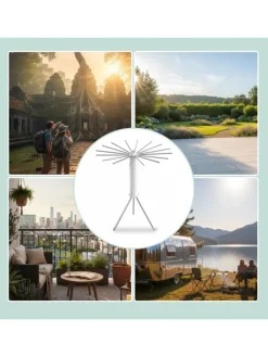 Wäscheständer in Weiß/ Silber - (H)121 x Ø112 cm