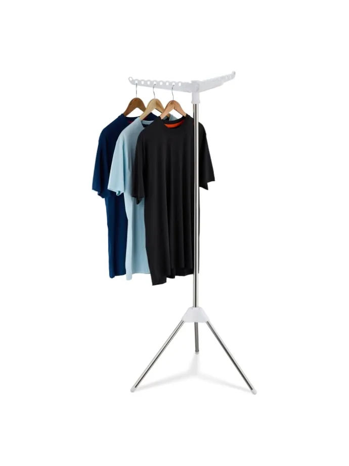 Wäscheständer Kleiderbügel in Silber/ Weiß - (B)62 x (H)150 x (T)52 cm