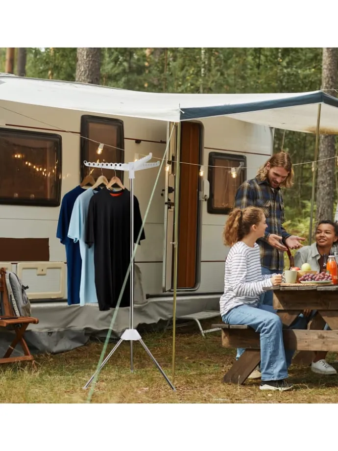 Wäscheständer Kleiderbügel in Silber/ Weiß - (B)62 x (H)150 x (T)52 cm