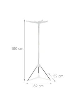 Wäscheständer Kleiderbügel in Silber/ Weiß - (B)62 x (H)150 x (T)52 cm