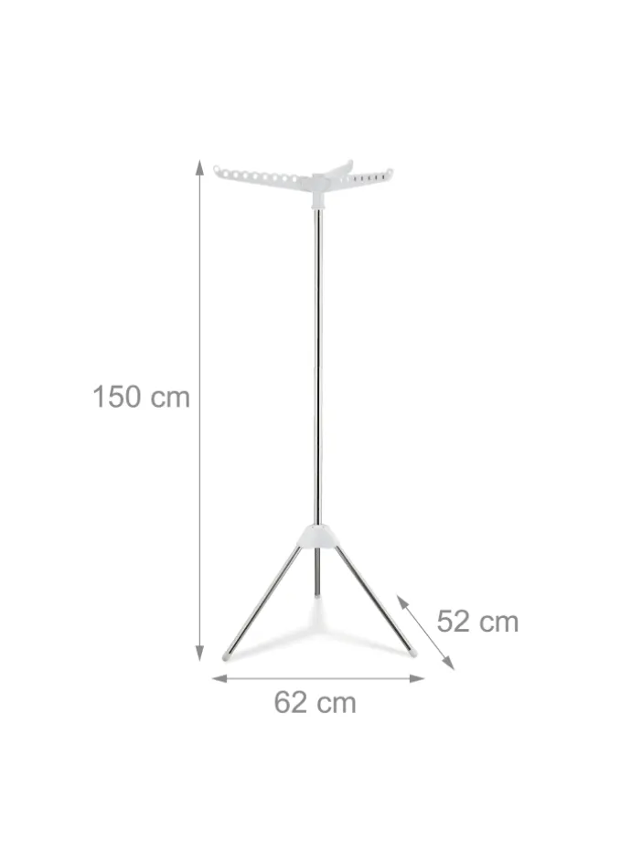 Wäscheständer Kleiderbügel in Silber/ Weiß - (B)62 x (H)150 x (T)52 cm