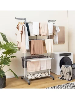 Wäscheständer mit Rollen in Grau