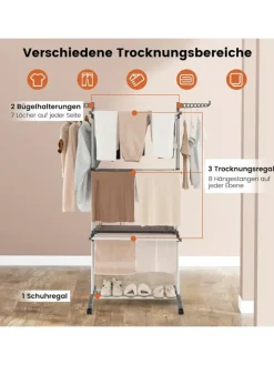 Wäscheständer mit Rollen in Grau