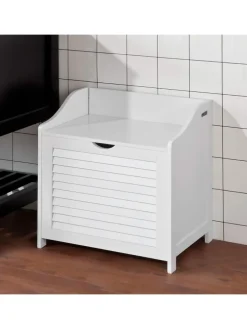 Wäschetruhe in Weiß - (B)50 x (H)53 x (T)35cm