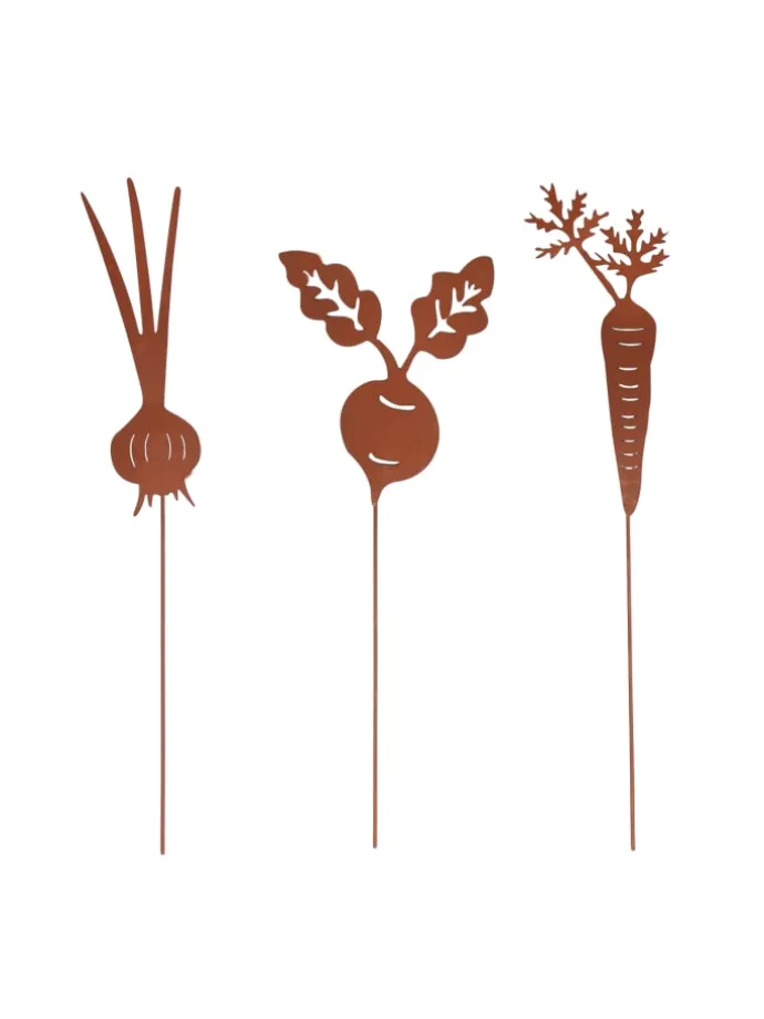 Wurzelgemüse 3er Set aus Metall in Rostoptik in Rost