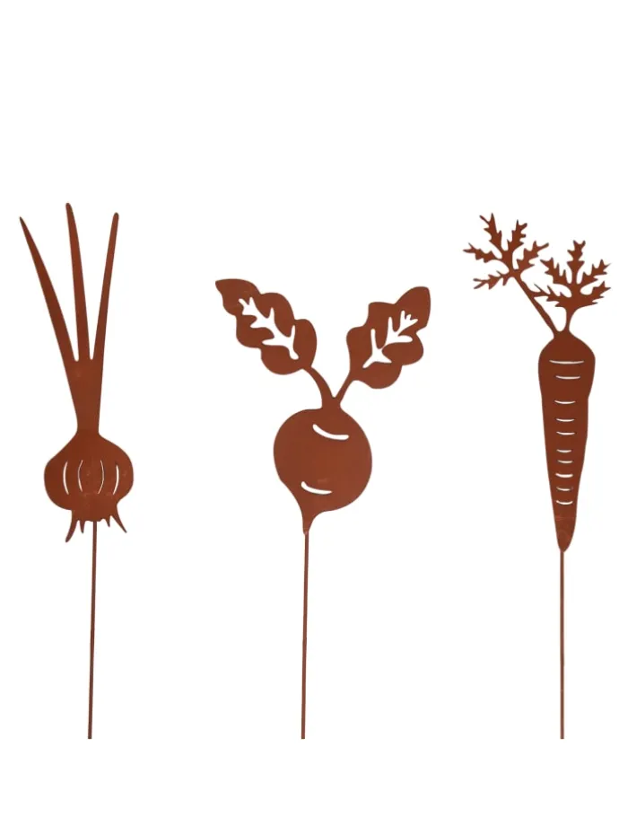 Wurzelgemüse 3er Set aus Metall in Rostoptik in Rost