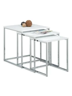 3x Beistelltisch in Weiß