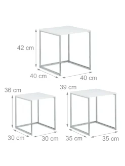 3x Beistelltisch in Weiß