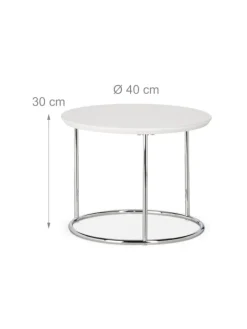 2x Beistelltisch in Weiß - (H)60 x Ø 60 cm