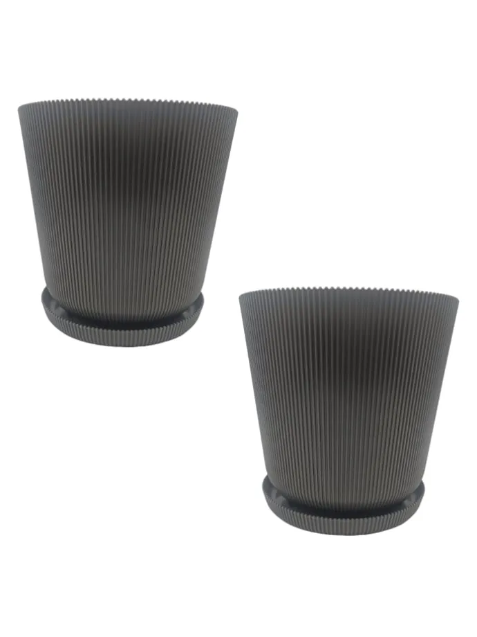 2x Blumentopf in Dunkelgrau - (H) 20 x Ø 20 cm
