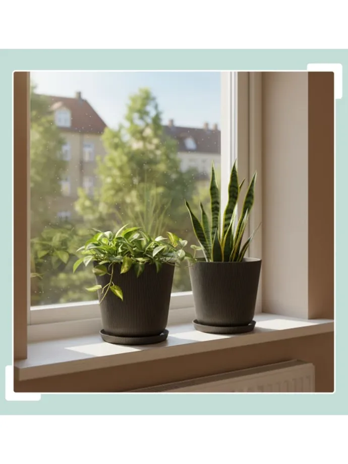 2x Blumentopf in Dunkelgrau - (H) 20 x Ø 20 cm