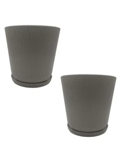 2x Blumentopf in Hellgrau - (H) 20 x Ø 20 cm