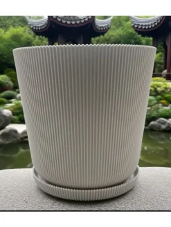 2x Blumentopf in Hellgrau - (H) 20 x Ø 20 cm