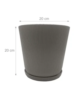2x Blumentopf in Hellgrau - (H) 20 x Ø 20 cm