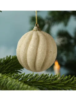 12x Christbaumkugeln Weihnachtskugeln bruchfest 2 Designs D: 8cm creme