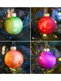 60x Eislack Christbaumkugeln Glas Kugeln versch. Größen in Bunt