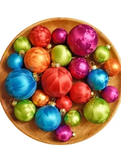 60x Eislack Christbaumkugeln Glas Kugeln versch. Größen in Bunt