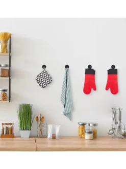 4x Klebehaken in Schwarz - Ø 5,5 cm