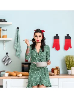 4x Klebehaken in Schwarz - Ø 5,5 cm