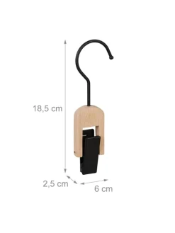 5x Klemmhaken in Schwarz/ Natur