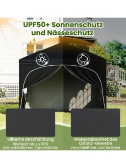 3x3 m Faltpavillon mit 4 Seitenwänden in Schwarz