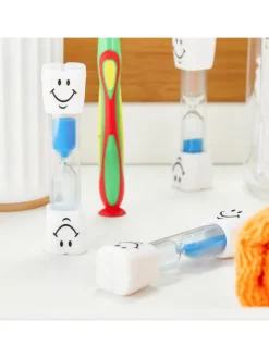 100x Sanduhr Zähneputzen in Weiß-Blau