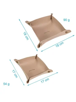 2x Taschenleerer Schmuck Schlüselablage Kunstleder in Beige