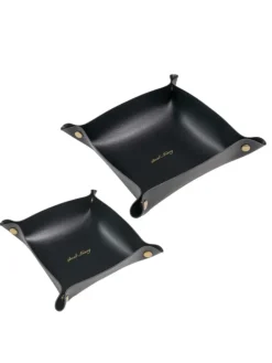 2x Taschenleerer Schmuck Schlüselablage Kunstleder in Schwarz