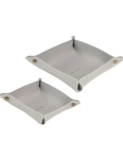 2x Taschenleerer Schmuck Schlüselablage Kunstleder in Grau