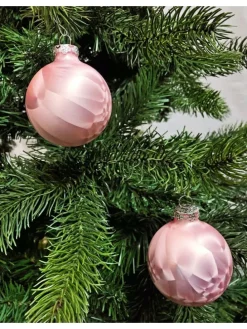 12x Thüringer Glas Eislack 6cm Christbaumkugeln in Rosa
