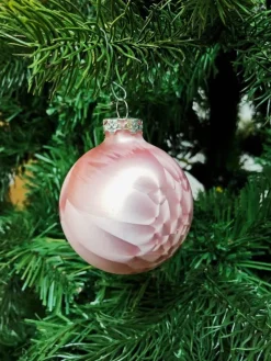 12x Thüringer Glas Eislack 6cm Christbaumkugeln in Rosa