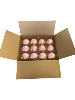 12x Thüringer Glas Eislack 6cm Christbaumkugeln in Rosa