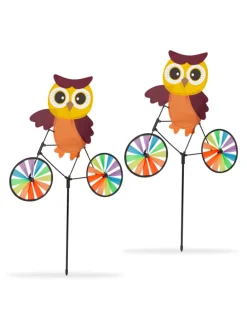 2x Windrad "Eule" in Bunt - (B)51,5 x (H)84,5 x (T)3 cm