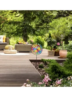 2x Windrad in Bunt - (B)35,5 x (H)73,5 x (T)15 cm