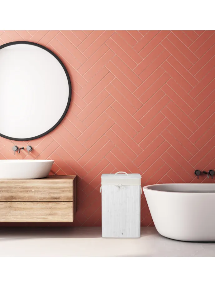 2x Wäschekorb in Natur/ Weiß - Je 83 l